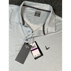 Callaway Opti-Dri Men's Golf Poloโ Shirt XXL Bright White Print Short Sleeve NWT